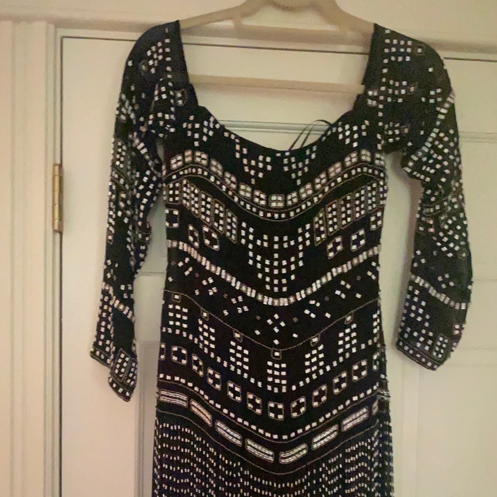 Off the shoulder beaded fringe Thurley dress. - Picture 3 of 9
